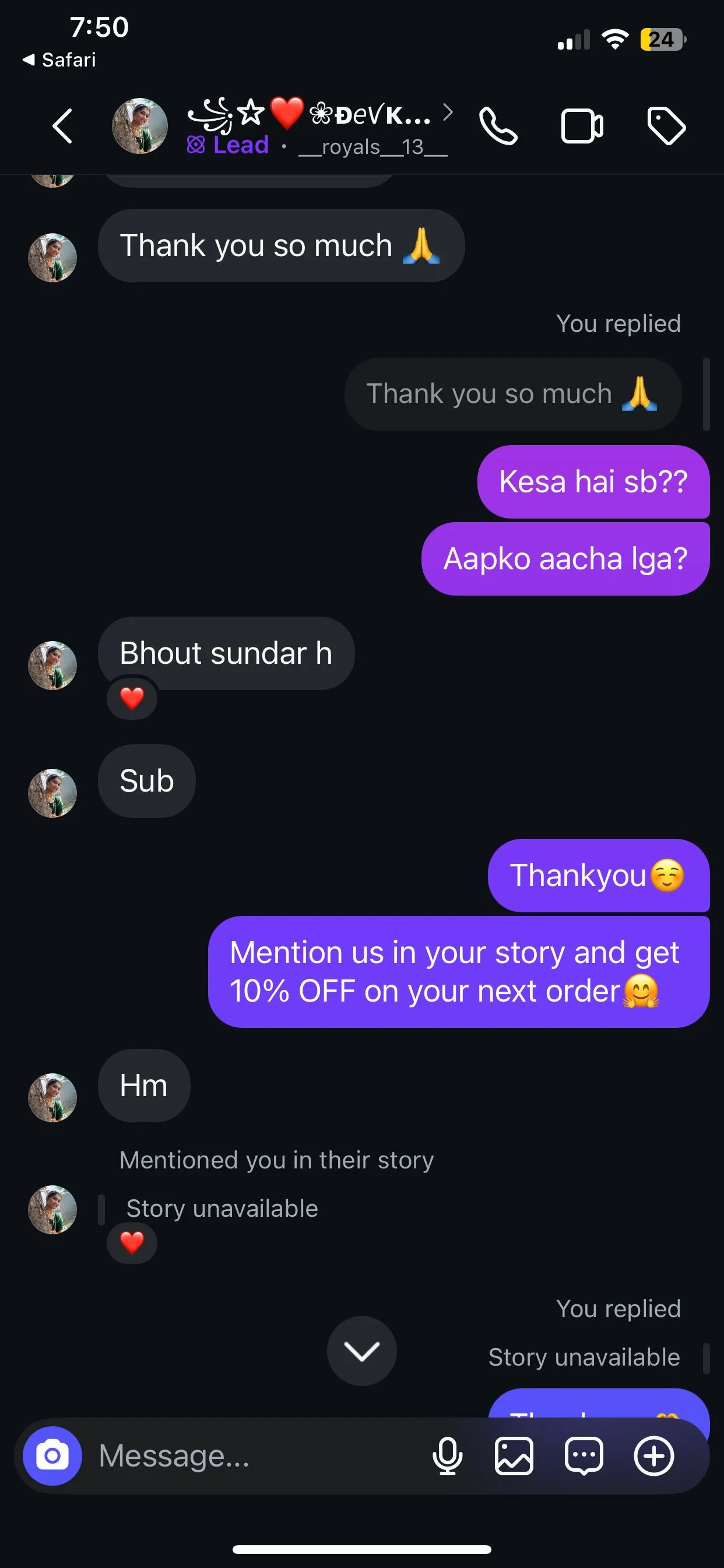 Instagram Customer Review